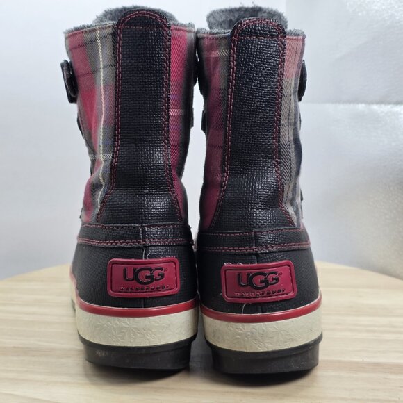 UGG Women’s Decatur Plaid Boots Waterproof Black/Red Size US 8 S/N 1001742 - Picture 6 of 10